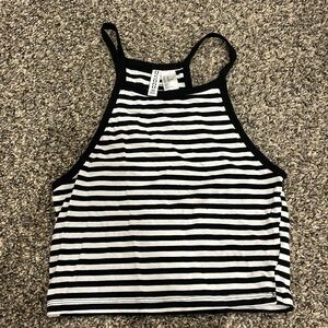 Black and White Striped Cropped tank top
